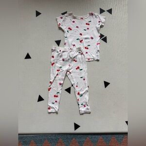 Carters|Baby girl,toddler ditsy Cherry Print Kids matching pajamas in white•boho